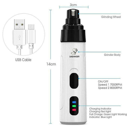 Whisper-Quiet Rechargeable Dog Nail Grinder: Ultimate Precision Tool for Stress-Free Grooming - Très Elite