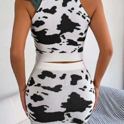 Wild Chic Animal Print Co-ord Set with Sleeveless Top and Playful Mini Skirt - Très Elite