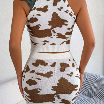 Wild Chic Animal Print Co-ord Set with Sleeveless Top and Playful Mini Skirt - Très Elite