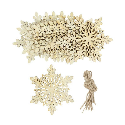 Wooden Snowflake Chip Ornaments - Cheerful Set of 10 for Holiday Celebrations - Très Elite
