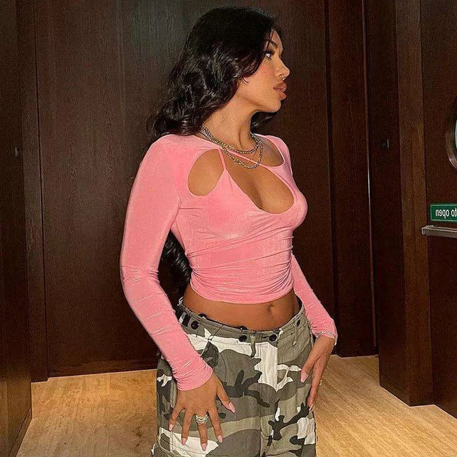 Y2K Retro Luxe Bandage Halter & Stylish Smock Top Combo