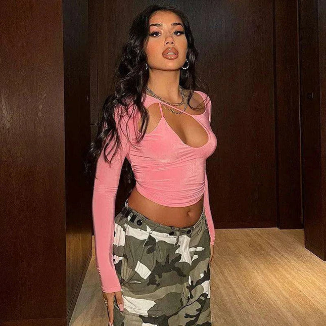 Y2K Retro Luxe Bandage Halter & Stylish Smock Top Combo