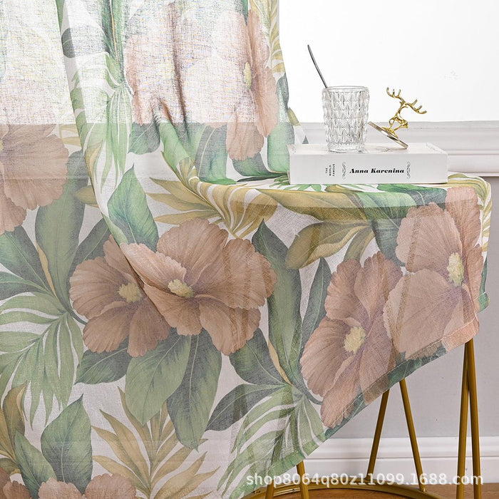 Set of two Multicolored Big sheer Floral Curtain - Enhance Your Room's Artistic Beauty