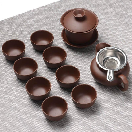 Zen Handcrafted Purple Clay Teapot and Cup Set - Exquisite Tea Ceremony Collection - Très Elite