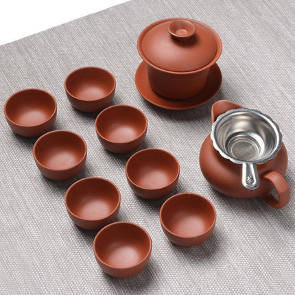 Zen Handcrafted Purple Clay Teapot and Cup Set - Exquisite Tea Ceremony Collection - Très Elite
