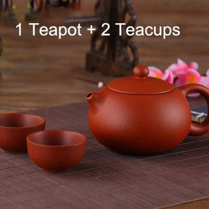 Zen Handcrafted Purple Clay Teapot and Cup Set - Exquisite Tea Ceremony Collection - Très Elite