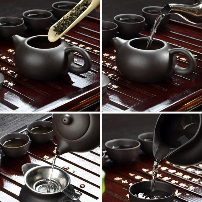 Zen Handcrafted Purple Clay Teapot and Cup Set - Exquisite Tea Ceremony Collection