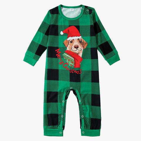 Festive Plaid Baby Jumpsuit with Merry Christmas Graphic for Baby's First Christmas