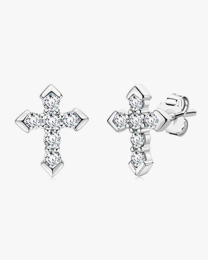 Elegant Moissanite Cross Earrings - Sparkling Statement Jewelry