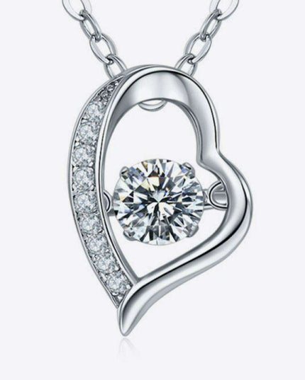 Elegant Moissanite & Zircon Pendant Necklace in Platinum-Plated Sterling Silver