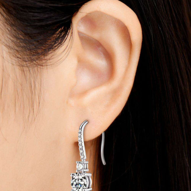 Timeless Elegance: 2 Carat Lab-Diamond Sterling Silver Drop Earrings - A Chic Classic
