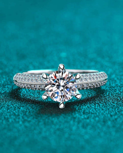 Eternal Elegance: 2 Carat Lab-Diamond Sterling Silver Ring with Zircon Detailing
