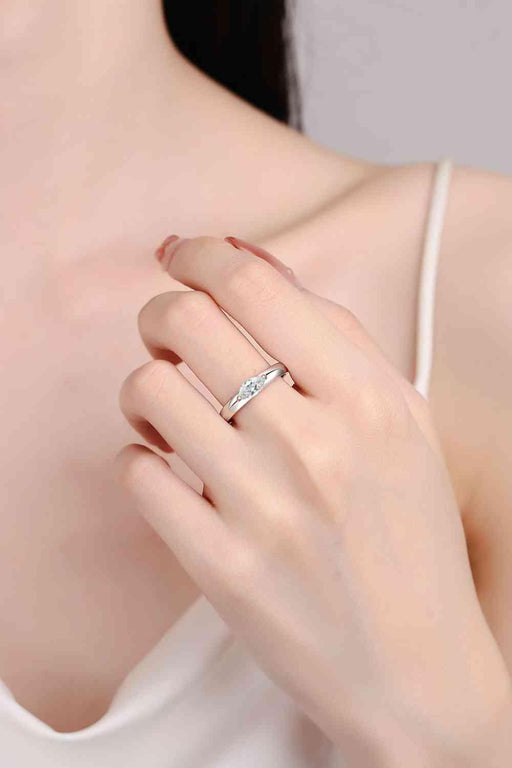Timeless Elegance: Exquisite Rhodium-Plated Moissanite Sterling Silver Ring