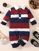 Striped Collared Winter Baby Jumpsuit for Infants