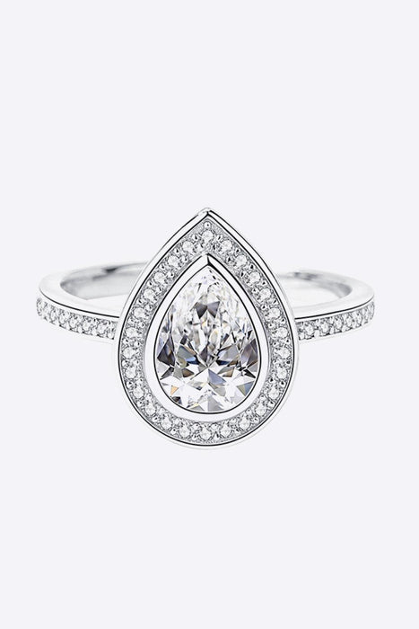Elegant Teardrop Sterling Silver Ring Set with Dazzling Moissanite Accents