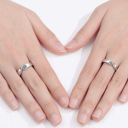 Moissanite Elegance: Rhodium-Plated Sterling Silver Ring