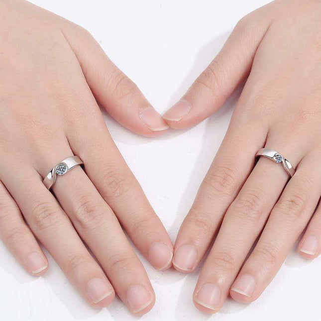 Moissanite Elegance: Rhodium-Plated Sterling Silver Ring