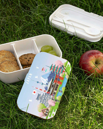 Stylish Personalized Bento Lunch Box with Chic Wooden Cover - Ideal for Meals on the Move