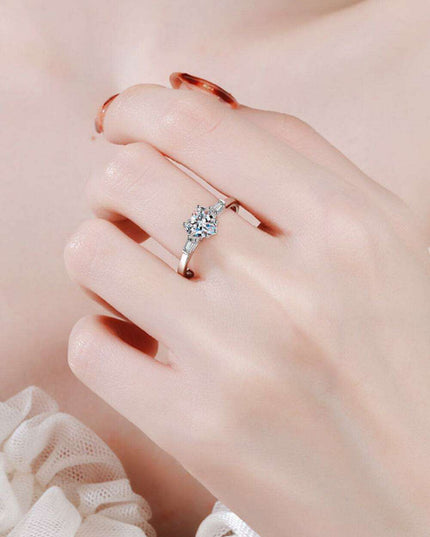 Charming Heart-Shaped Lab-Diamond Ring in Sterling Silver: A Touch of Elegance