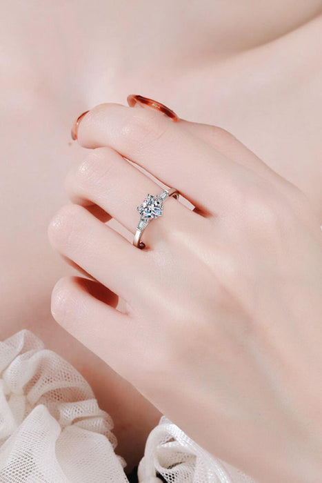 Elegant Heart-Shaped Moissanite Ring in Sterling Silver for Sophisticated Charm