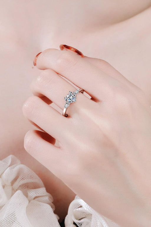 Heart-Shaped Moissanite Ring in Sterling Silver for Timeless Elegance