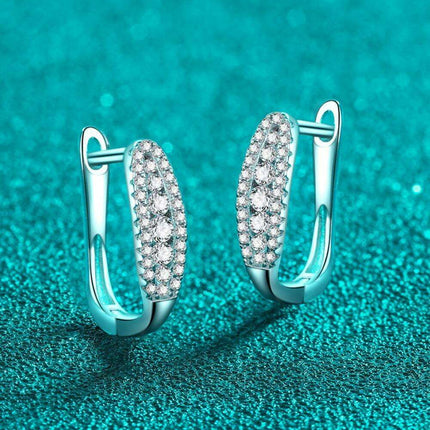 Sleek Sterling Silver Moissanite Earrings with Rhodium Finish: A Classic Statement Piece