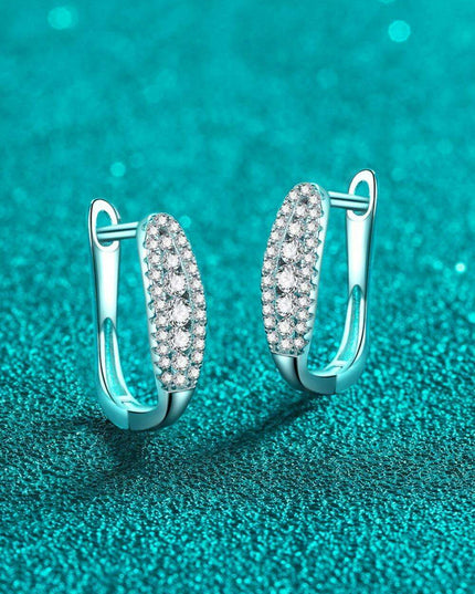 Sleek Sterling Silver Moissanite Earrings with Rhodium Finish: A Classic Statement Piece