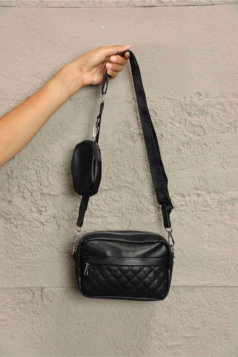 Sophisticated Petite Elegance: Coordinated Faux Leather Shoulder Bag and Wallet Set