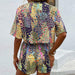 Stylish Multicolored Print Casual Top and Shorts Ensemble