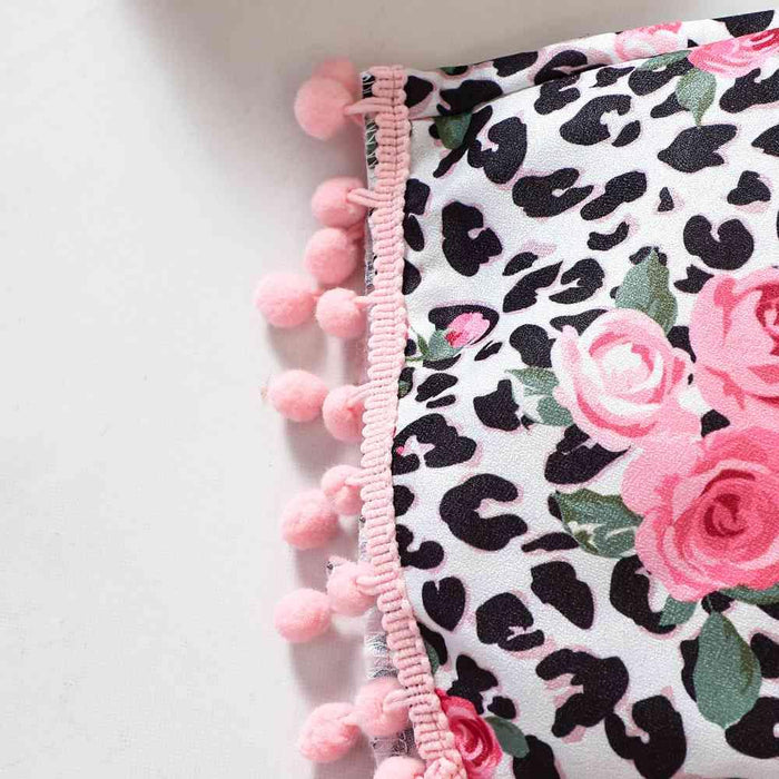 Summer Vibes: Ruffled Tank Top and Leopard Floral Shorts Set for Little Girls