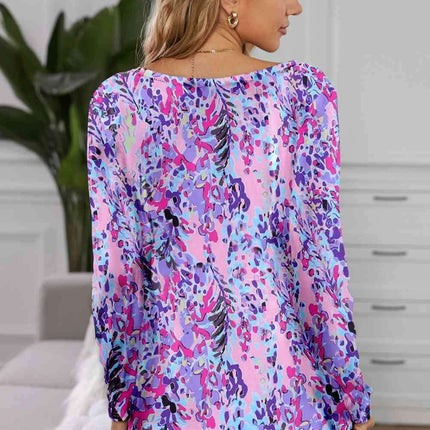 Vibrant Two-Piece Cozy Lounge Set with Round Neck Top and Matching Shorts