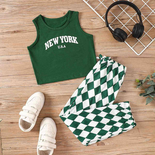 Cozy Argyle and Tie-Dye Tank Top with Joggers Set