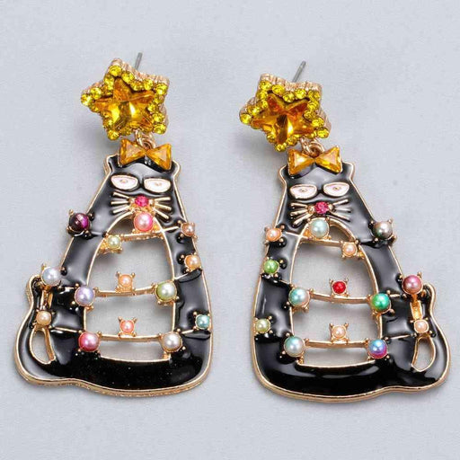 Sparkling Cat Rhinestone Earrings