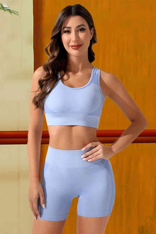 Cutout Sports Tank Top and Shorts Set with Athletic Fit