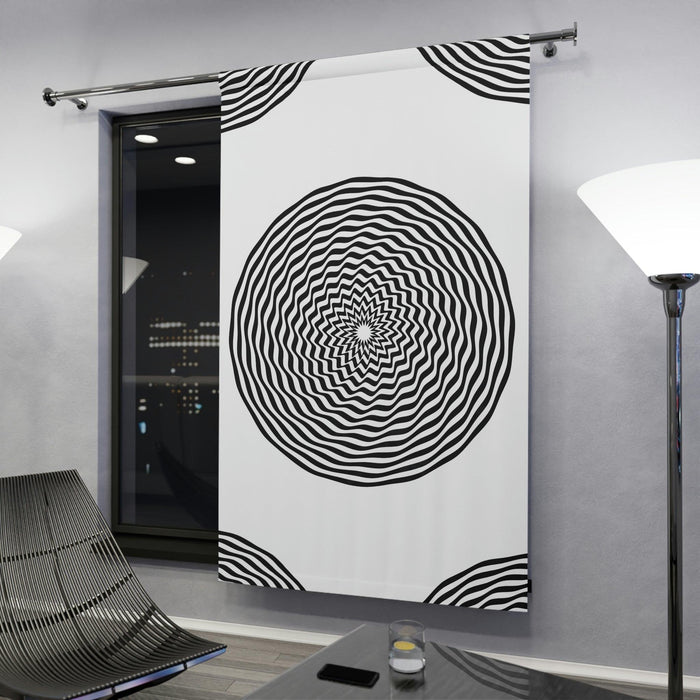 Elite Abstract Circle Wave Design Blackout Window Curtains - Personalized Custom Drapery