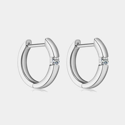 Elegant Moissanite Huggie Earrings in Sterling Silver with Dazzling Gemstones