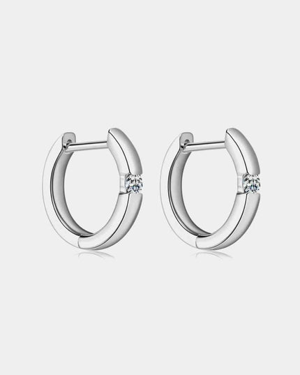 Elegant Moissanite Huggie Earrings in Sterling Silver with Dazzling Gemstones