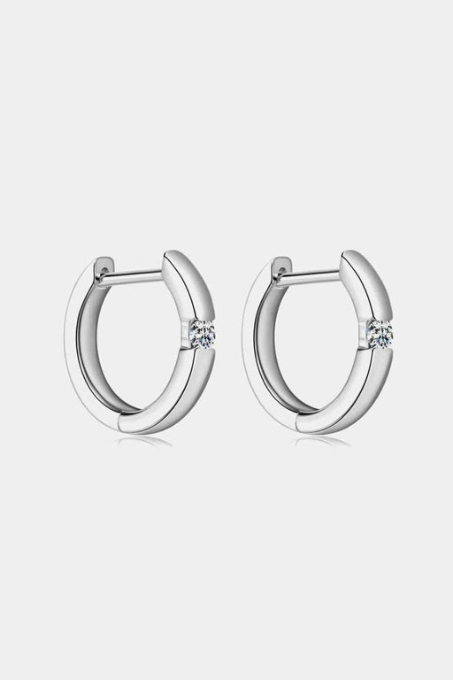 Moissanite Sparkle 925 Sterling Silver Huggie Earrings with Gem-Research Association Certification