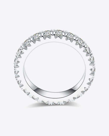 Eternal Elegance Moissanite Infinity Ring in Platinum-Plated Sterling Silver