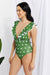 Moonlit Green Ruffle Plunge Swimsuit for Chic Beach Enthusiasts