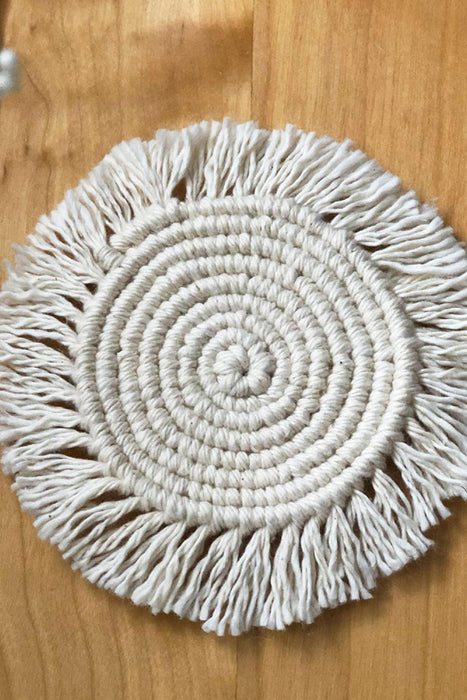 11.8" Premium Cotton Rope Macrame Cup Coaster with Imported Craftsmanship