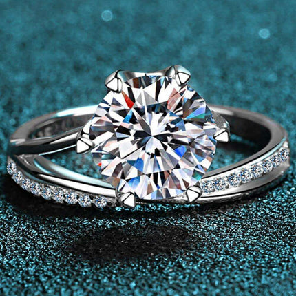 Elegant Moissanite and Zircon Accented Sterling Silver Ring