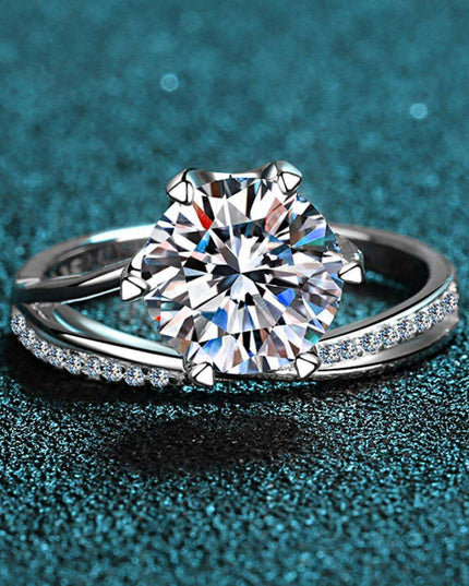 Elegant Moissanite and Zircon Accented Sterling Silver Ring