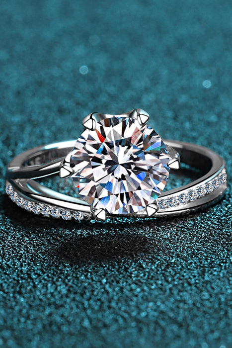 Elegant 3 Carat Moissanite Ring with Sparkling Zircon Accents