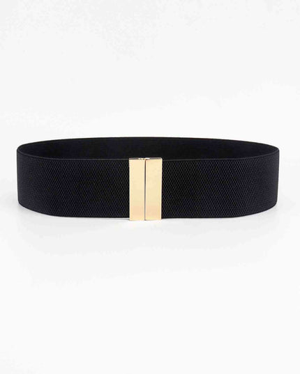 Chic Elastic Belt with Sleek Alloy Buckle - A Stylish Addition for Any Ensemble