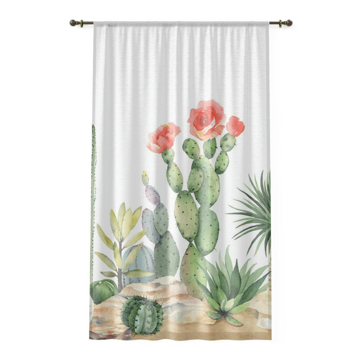 Maison d'Elite Cactus Window Curtains for Home Decor - P.1-Home Decor-Printify-Sheer-White-50" × 84"-Très Elite