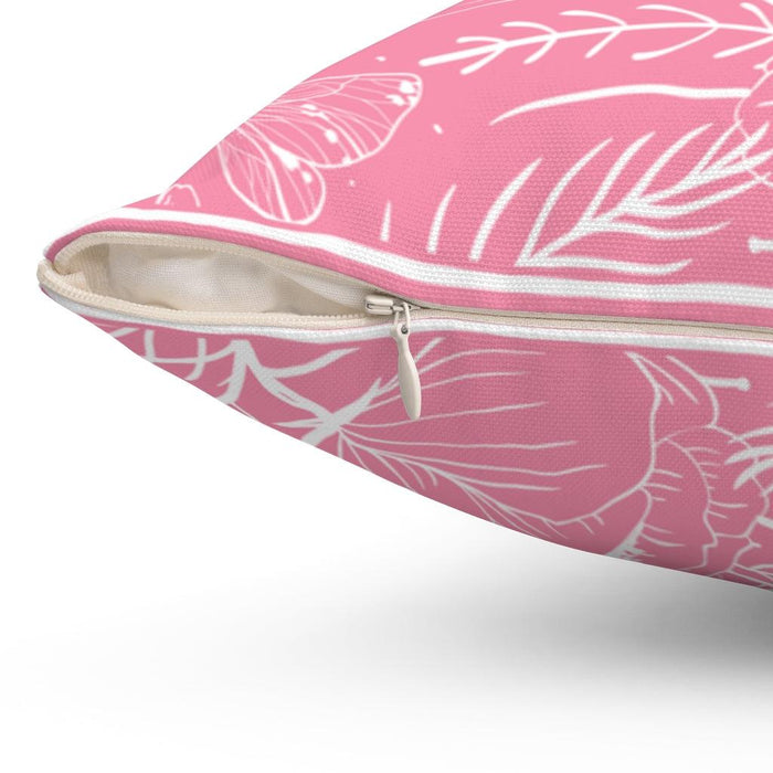 Pink floral Double-sided Print and Reversible Decorative Cushion Cover