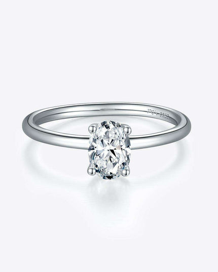 Elegant 1 Carat Platinum-Plated Lab-Diamond Sterling Silver Ring