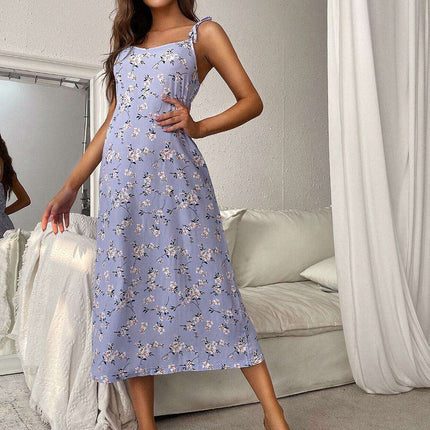 Floral Tie-Shoulder Midi Dress for Sophisticated Occasions