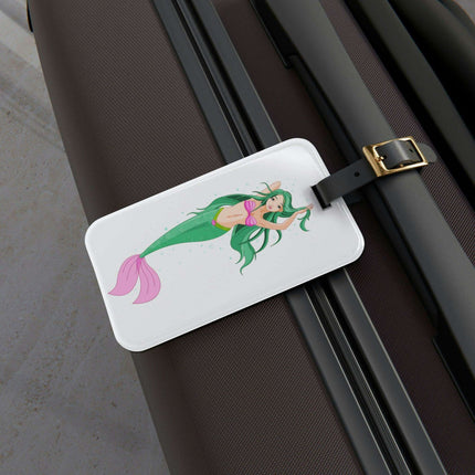 Chic Mermaid-Inspired Luggage Tag with Adjustable Leather Strap